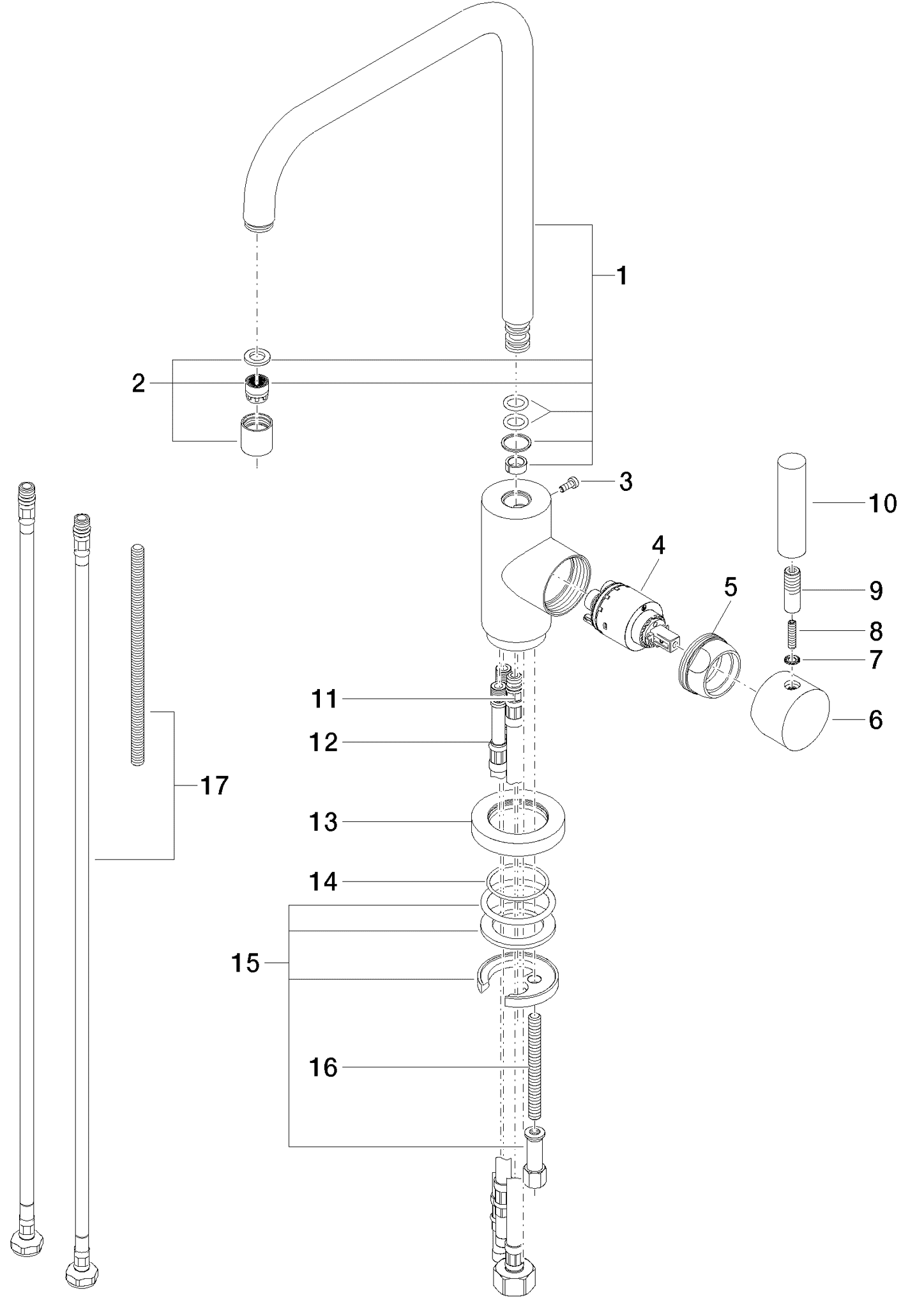 DORNBRACHT META 02 Einhebelmischer für Spül-/ Profibrause - Platin gebürstet #33820625-06