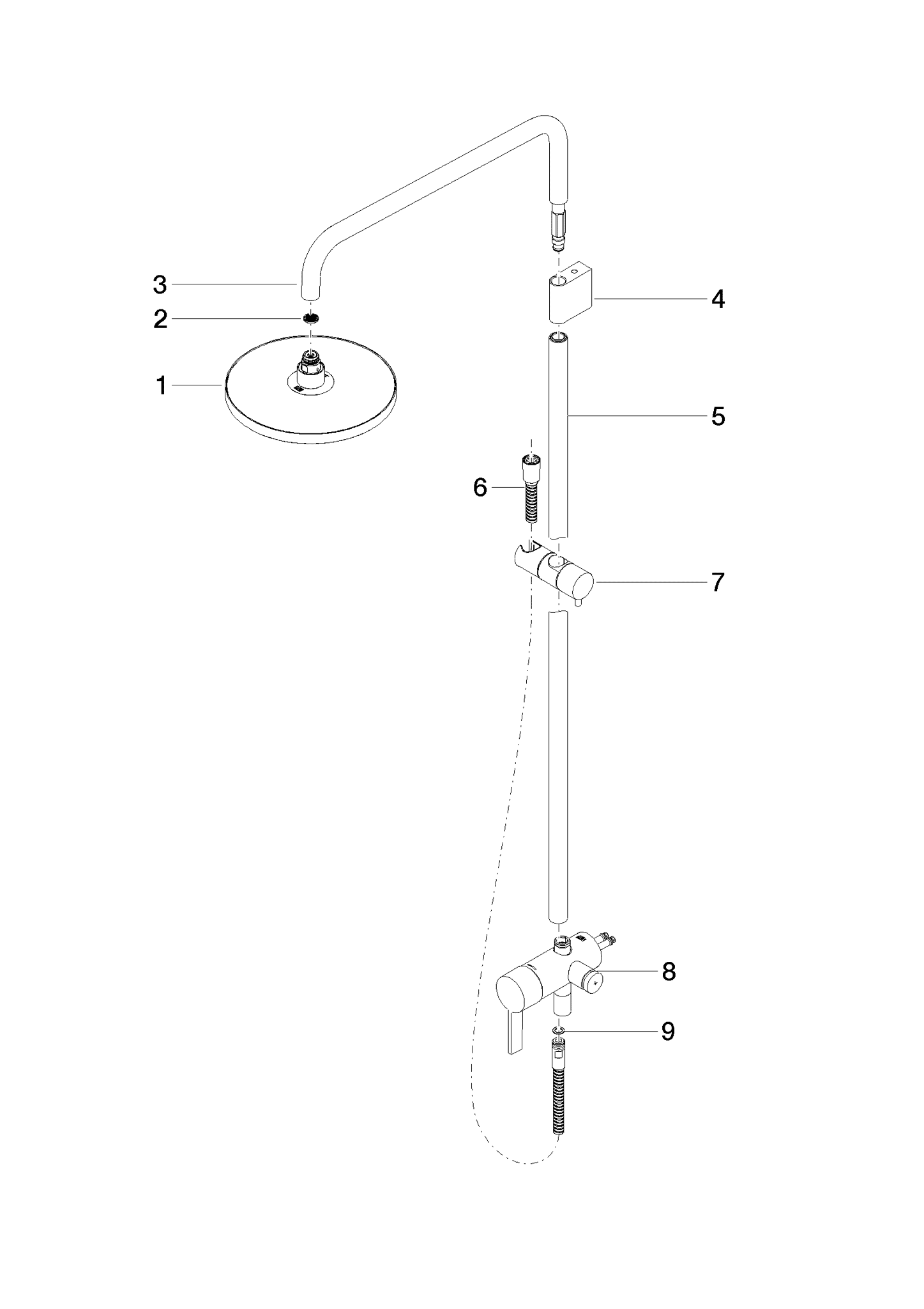 DORNBRACHT Shower Pipe mit Brause-Einhandbatterie ohne Handbrause FlowReduce - Champagne (22kt Gold) #36102970-47