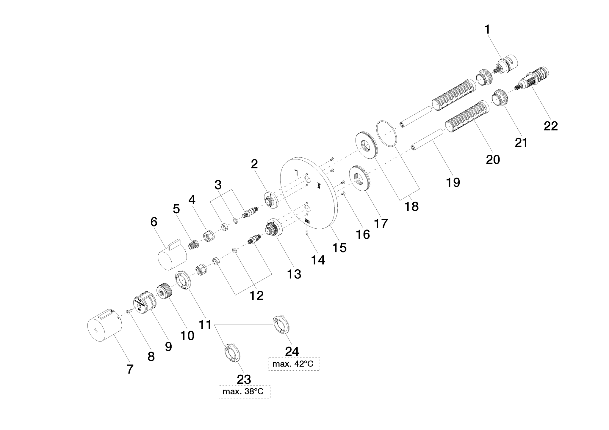 DORNBRACHT UP-Thermostat mit Zweiwege-Mengenregulierung - Schwarz matt #36426970-33