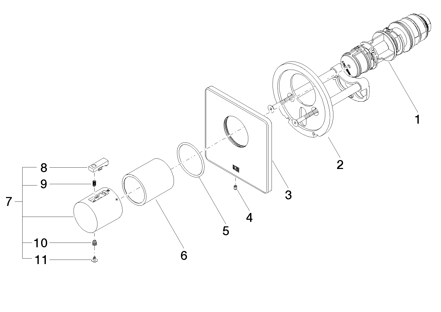 DORNBRACHT LULU xTOOL UP-Thermostat ohne Mengenregulierung 1/2" - Platin gebürstet #36501710-06