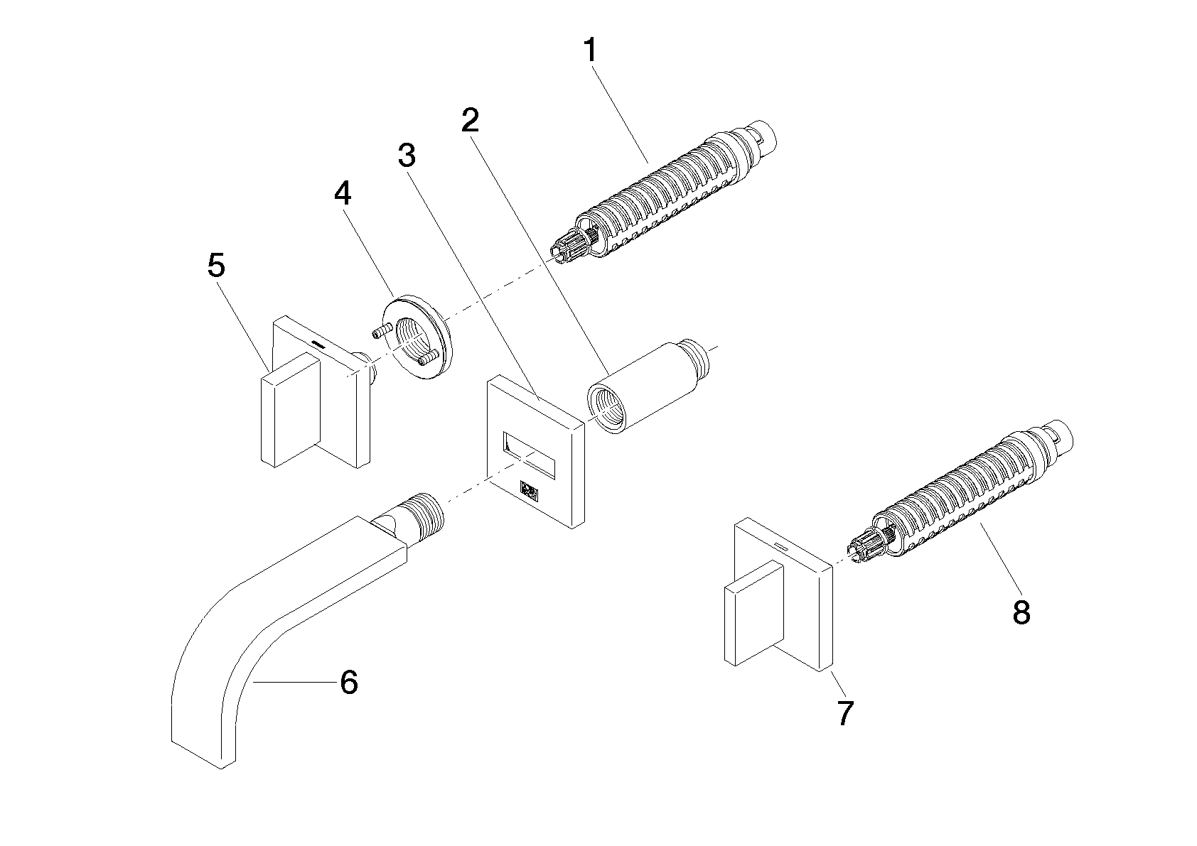 DORNBRACHT MEM Waschtisch-Wandbatterie ohne Ablaufgarnitur - Platin gebürstet #36702782-06