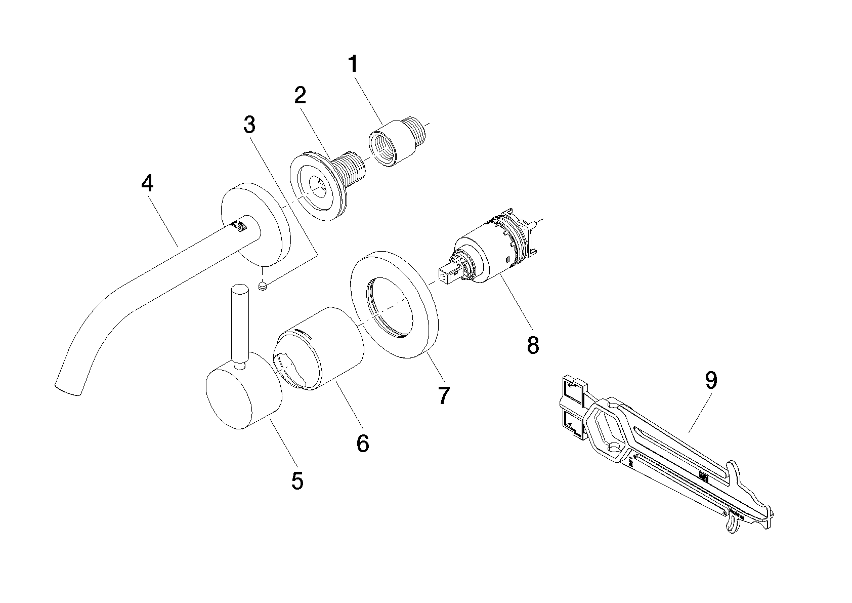 DORNBRACHT META Waschtisch-Wand-Einhandbatterie ohne Ablaufgarnitur - Platin gebürstet #36860660-06