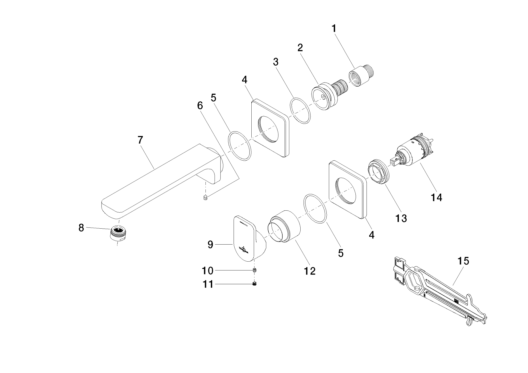 Bild von DORNBRACHT CULT Waschtisch-Wand-Einhandbatterie ohne Ablaufgarnitur - Chrom #36860960-00
