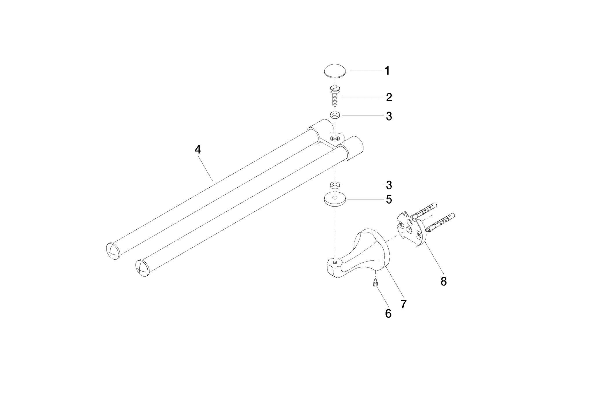 DORNBRACHT MADISON Handtuchhalter , 2-teilig , schwenkbar - Platin #83210361-08