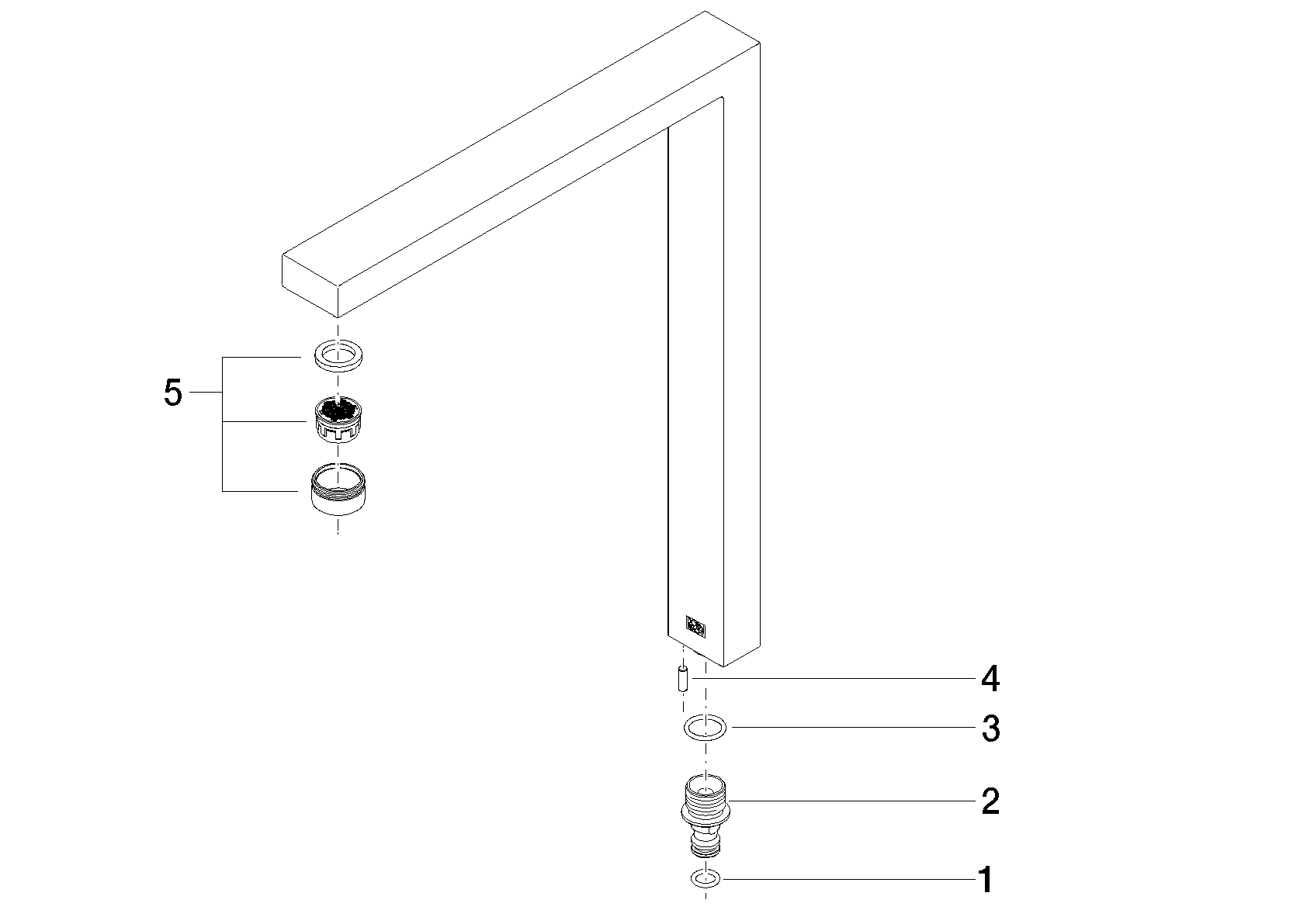 DORNBRACHT Auslauf 336 x 272 x 36 mm, 4,54 l/min. - Platin gebürstet #90110618807-06