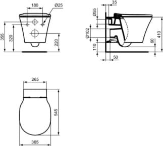 IDEAL STANDARD CONNECT AIR - Wand-WC Paket 365x545x390 mm in weiß glänzend, CL1 Vollspülung 4.5 - 6 l/min, horizontaler Ablauf - CL1, CL2, Spültechnologie AquaBlade, SoftClosing WC #K876801 - Weiß (Alpin), Bild 8