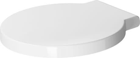 Зображення з  DURAVIT Toilet seat 006588 Design by Philippe Starck #0065880099 - Color 00, White High Gloss, Hinge colour: Stainless steel, Wrap over 420 x 453 mm