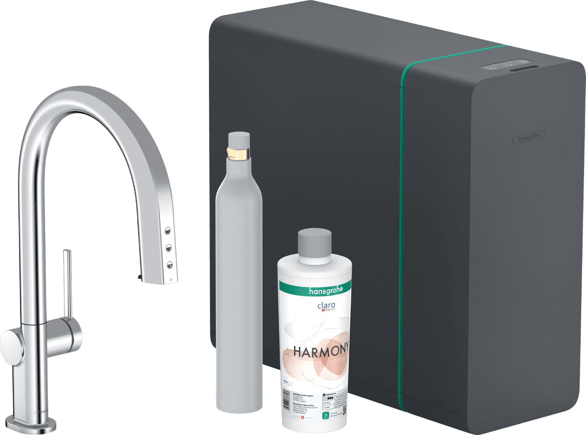 HANSGROHE Aqittura M91 SodaSystem 210, Ausziehauslauf, 1jet, sBox lite, Starter Set #76839000 - Chrom