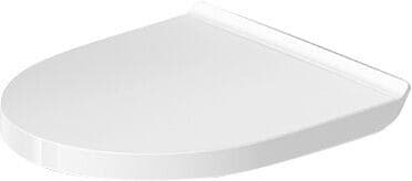 DURAVIT WC-Sitz 002611 Design by Duravit #0026110000 - Farbe 00, Weiß Hochglanz, Sitzgarnitur abnehmbar, Farbe Scharnier: Edelstahl, Überlappend 369 x 433 mm