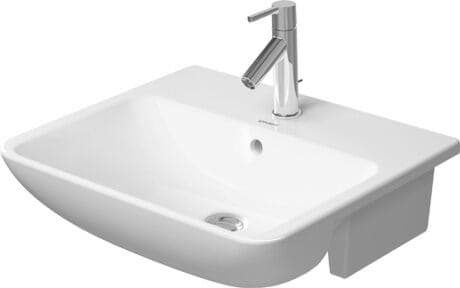 DURAVIT Halbeinbauwaschtisch 037855 Design by Philippe Starck #037855AA00 - p Farbe AA, Weiß Hochglanz, DuraShield, Anzahl Hahnlöcher pro Waschplatz: 1 550 x 455 mm