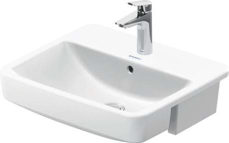 DURAVIT Halbeinbauwaschtisch 037655 Design by Duravit #03765500002 - p Farbe 00, Weiß Hochglanz, Anzahl Hahnlöcher pro Waschplatz: 1, Überlauf: Ja 550 x 460 mm