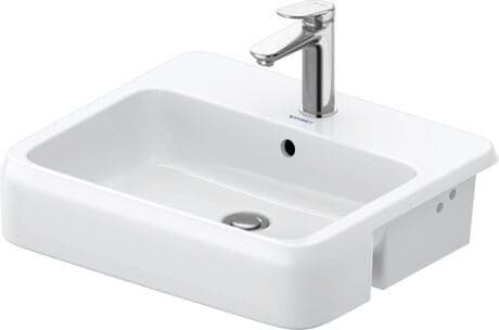 DURAVIT Halbeinbauwaschtisch 039955 Design by Studio F. A. Porsche #0399552000 - p Farbe 00, Weiß Hochglanz, Anzahl Hahnlöcher pro Waschplatz: 1, Überlauf: Ja 550 x 470 mm