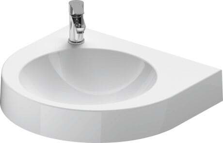 DURAVIT Waschtisch 044958 Design by Prof. Frank Huster #0449580009 - #+ Farbe 00, Weiß Hochglanz, Anzahl Waschplätze: 1 Mitte, Anzahl vorgestochene Hahnlöcher: 1, Position Seifenspender: Rechts 575 x 520 mm