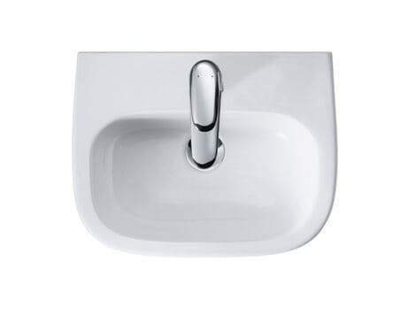 DURAVIT Handwaschbecken 070545 Design by sieger design #0705450000 - p Farbe 00, Weiß Hochglanz, Rechteckig, Anzahl Waschplätze: 1 Mitte, Anzahl Hahnlöcher pro Waschplatz: 1 Mitte, Rückwand glasiert: Nein 450 x 340 mm