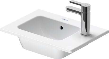 DURAVIT Handwaschbecken 072343 Design by Philippe Starck #072343AC00 - p Farbe AA, Weiß Hochglanz, DuraShield, Anzahl Waschplätze: 1 Links, Anzahl Hahnlöcher pro Waschplatz: 1 Rechts, Überlauf: Ja 430 x 300 mm