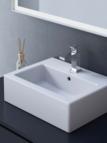 Picture of DURAVIT Hand basin 072445 Design by Duravit #0724450027 - p Color 00, White High Gloss, Number of washing areas: 1 Middle, Number of faucet holes per wash area: 1 Middle, grounded 400 mm