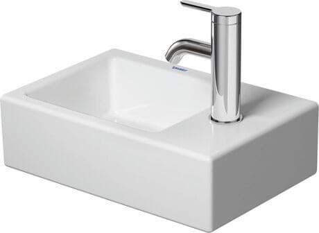 DURAVIT Handwaschbecken 072438 Design by Duravit #07243800001 - p Farbe 00, Weiß Hochglanz, Rechteckig, Anzahl Waschplätze: 1 Links, Anzahl Hahnlöcher pro Waschplatz: 1 Rechts 380 x 250 mm