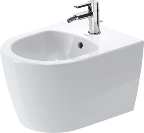 DURAVIT Wand Bidet 229015 Design by Philippe Starck #229015AC00 - Farbe AA, Weiß Hochglanz, DuraShield, Anzahl Hahnlöcher pro Waschplatz: 1, Anzahl vorgestochene Hahnlöcher: 1 370 x 480 mm