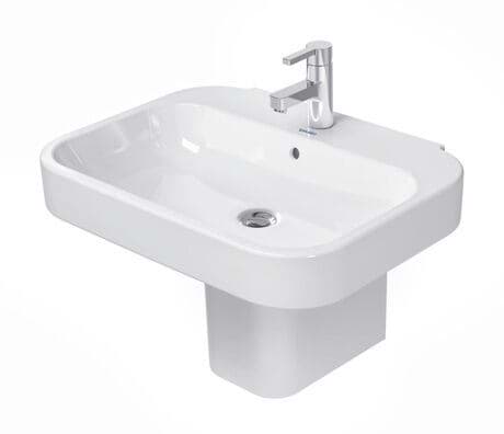 DURAVIT Waschtisch 231665 Design by sieger design #2316650030 - p Farbe 00, Weiß Hochglanz, Anzahl Waschplätze: 1 Mitte, Anzahl Hahnlöcher pro Waschplatz: 1 Mitte, Rückwand glasiert: Nein 650 x 495 mm