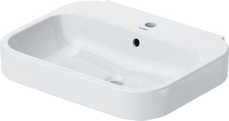 DURAVIT Waschtisch 231660 Design by sieger design #23166000001 - p Farbe 00, Weiß Hochglanz, Anzahl Waschplätze: 1 Mitte, Anzahl Hahnlöcher pro Waschplatz: 1 Mitte, Rückwand glasiert: Nein 600 x 475 mm