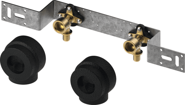 TECE TECEflex Montageeinheit 153 mit Wandscheiben, Dimension 20 x Rp 1/2", Si-Bronze mit Schalldämmboxen speziell für die Verwendung der Seal System Dichthülse #720568