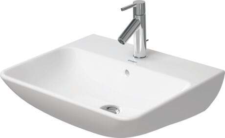 DURAVIT Waschtisch 233555 Design by Philippe Starck #233555AA00 - p Farbe AA, Weiß Hochglanz, DuraShield, Anzahl Waschplätze: 1 Mitte, Anzahl Hahnlöcher pro Waschplatz: 1 Mitte 550 x 440 mm