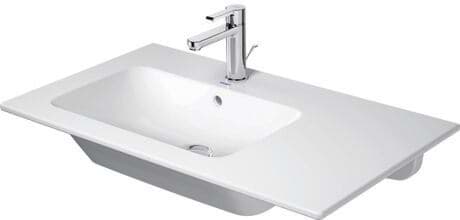 DURAVIT Waschtisch 234583 Design by Philippe Starck #234583AC00 - p Farbe AA, Weiß Hochglanz, DuraShield, Anzahl Waschplätze: 1 Links, Anzahl Hahnlöcher pro Waschplatz: 1 Mitte 830 x 490 mm