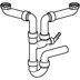 Bild von 152.886.11.1 Geberit Rohrbogengeruchsverschluss für zwei Spülbecken, mit Winkelschlauchtülle, Abgang horizontal