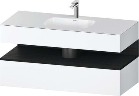 DURAVIT Einbauwaschtisch mit Konsolenwaschtischunterbau QA4787 Design by Studio F. A. Porsche #QA4787018300000 - Farbe M18, Front: Eiche Schwarz Matt, Dekor, Korpus: Weiß Matt, Dekor, Konsole: Weiß Matt, Lack, Nische: Eiche Schwarz Matt, Dekor 1200 x 550 mm