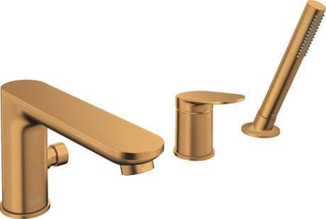 DURAVIT 3-Loch Wannenarmatur WA5260000 Design by Duravit #WA5260000004 - Farbe 04, Bronze Gebürstet, Durchflussmenge (3 bar): 27 l/min 240 x 248 mm