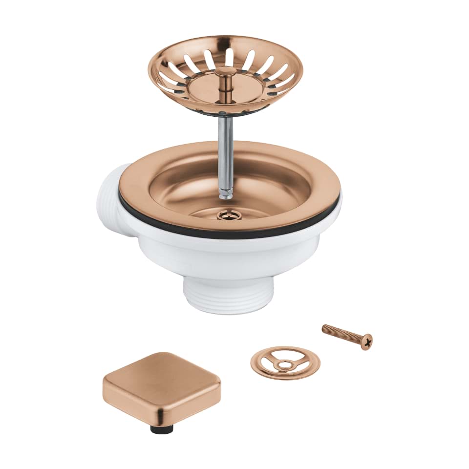 GROHE Drain set with eccentric for kitchen sinks with 1 bowl #40400DL0 - warm sunset brushed resmi