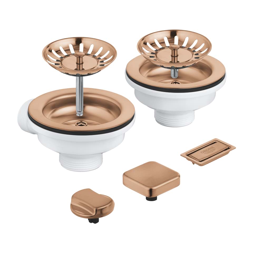GROHE Ablaufgarnitur mit Exzenter für Küchenspülen mit 2 Becken #40998DL0 - warm sunset gebürstet