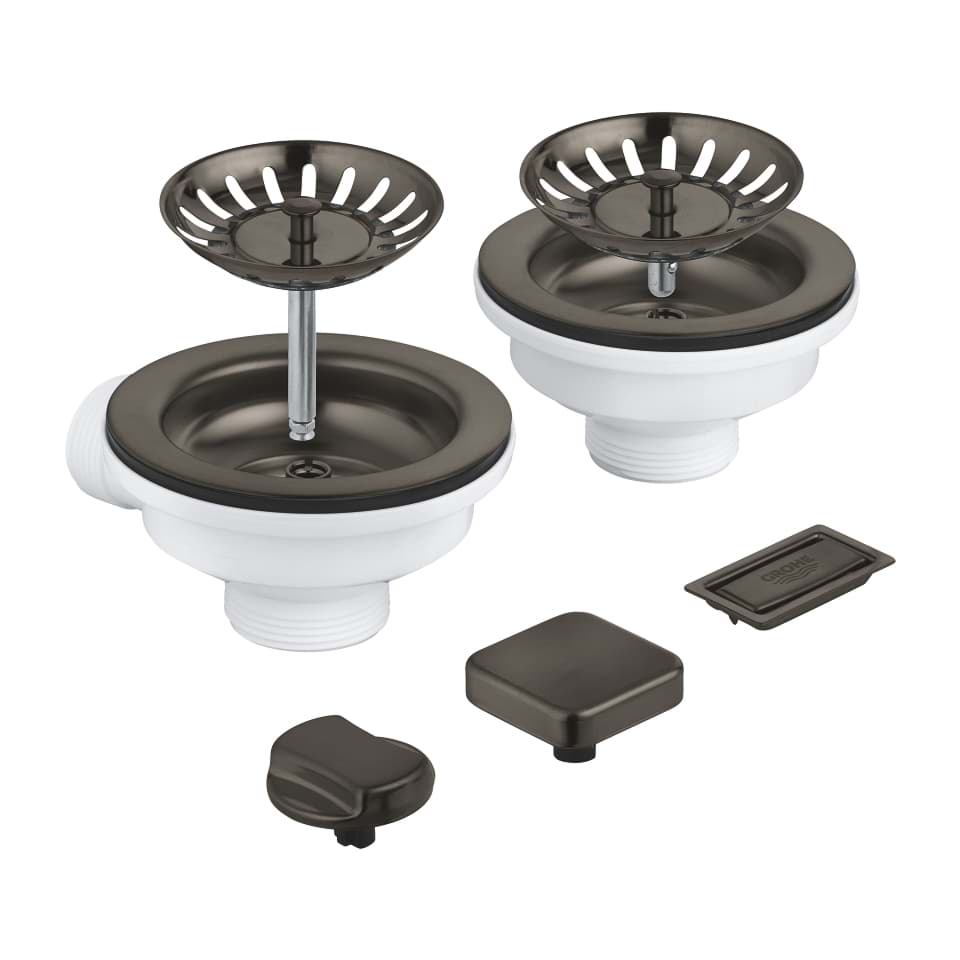 GROHE Ablaufgarnitur mit Exzenter für Küchenspülen mit 2 Becken #40998AL0 - hard graphite gebürstet