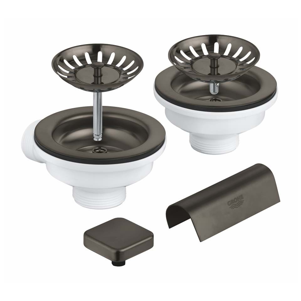 GROHE Ablaufgarnitur mit Exzenter für Küchenspülen mit 2 Becken #40999AL0 - hard graphite gebürstet