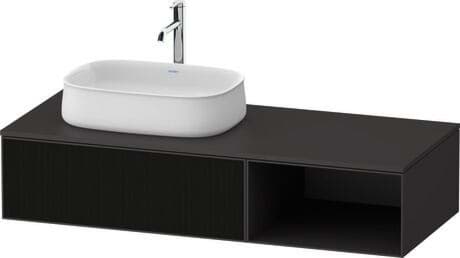 DURAVIT Konsolenwaschtischunterbau wandhängend ZE4818 Design by Sebastian Herkner #ZE4818063800000 - Farbe M16, Front: Eiche Schwarz Matt, Dekor, Korpus: Graphit Supermatt, Dekor, Konsole: Graphit Supermatt, Dekor 1300 x 550 mm