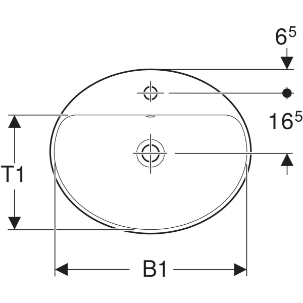 Bild von GEBERIT VariForm Einbauwaschtisch oval, mit Hahnlochbank #500.726.01.2 - weiß
