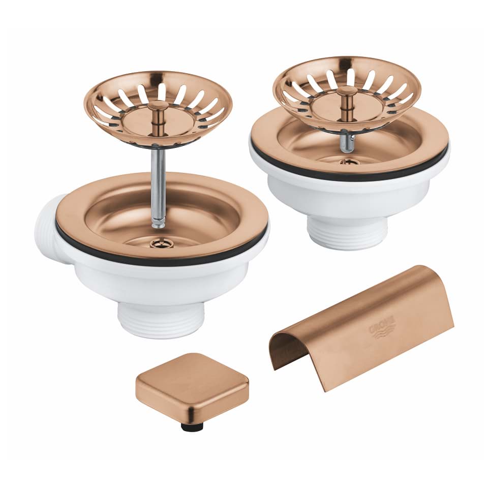 GROHE Ablaufgarnitur mit Exzenter für Küchenspülen mit 2 Becken #40999DL0 - warm sunset gebürstet