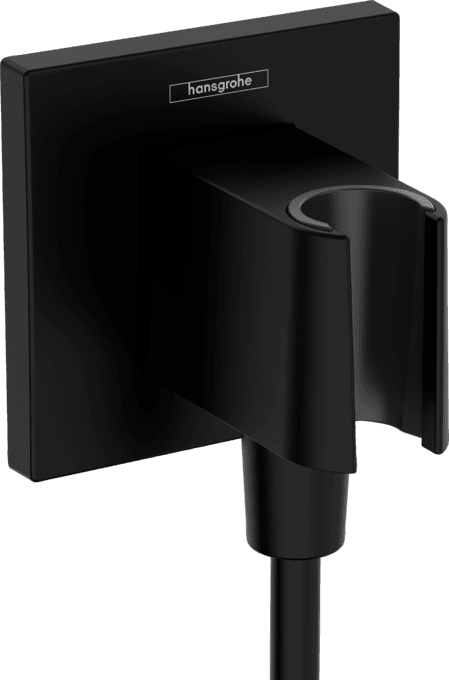 Picture of HANSGROHE FixFit E Wall outlet with shower holder #26889670 - Matt Black