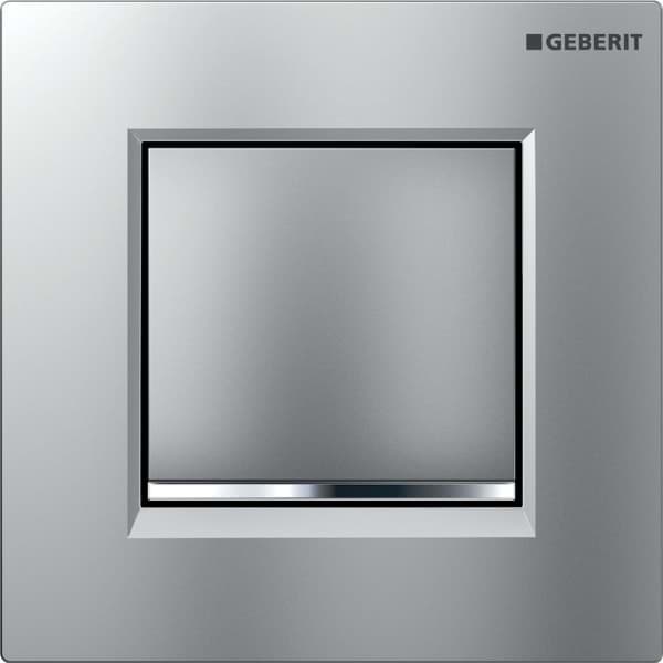 Picture of GEBERIT urinal flush control with pneumatic flush actuation, flush plate type 30 116.017.KN.1 matt chrome-plated, gloss chrome-plated