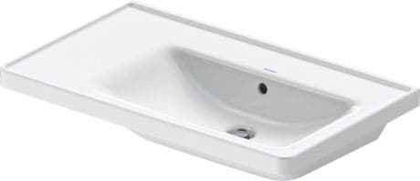 DURAVIT Waschtisch 237080 Design by Bertrand Lejoly #2370800060 - p Farbe 00, Weiß Hochglanz, Rechteckig, Anzahl Waschplätze: 1 Rechts, Anzahl Hahnlöcher pro Waschplatz: 1 Mitte 800 x 480 mm