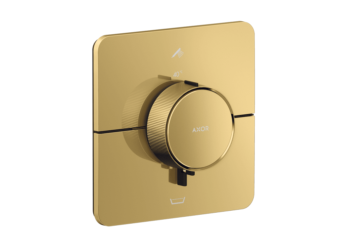 Зображення з  HANSGROHE AXOR ShowerSelect ID Thermostat for concealed installation softsquare for 2 functions with integrated security combination according to EN1717 #36755990 - Polished Gold Optic