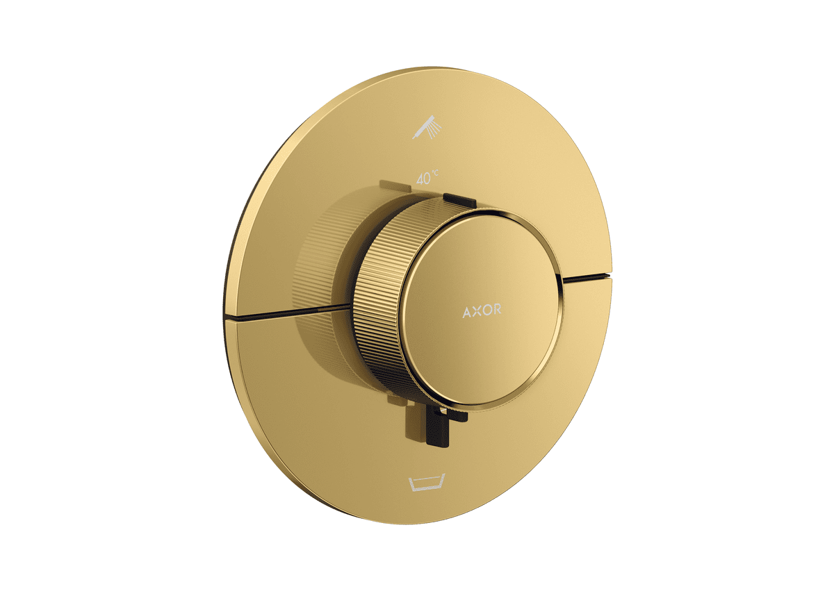 HANSGROHE AXOR ShowerSelect ID Thermostat for concealed installation round for 2 functions with integrated security combination according to EN1717 #36751990 - Polished Gold Optic resmi