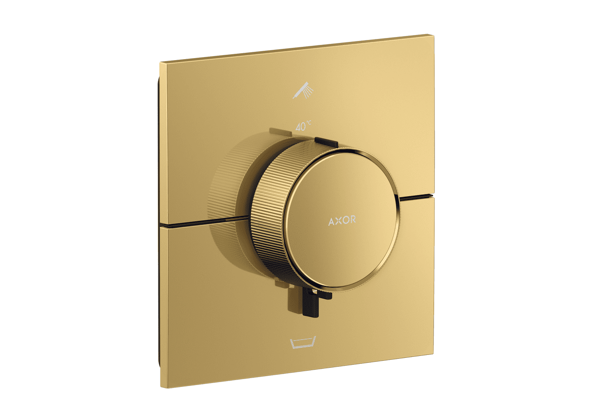 Picture of HANSGROHE AXOR ShowerSelect ID Thermostat for concealed installation square for 2 functions with integrated security combination according to EN1717 #36753990 - Polished Gold Optic