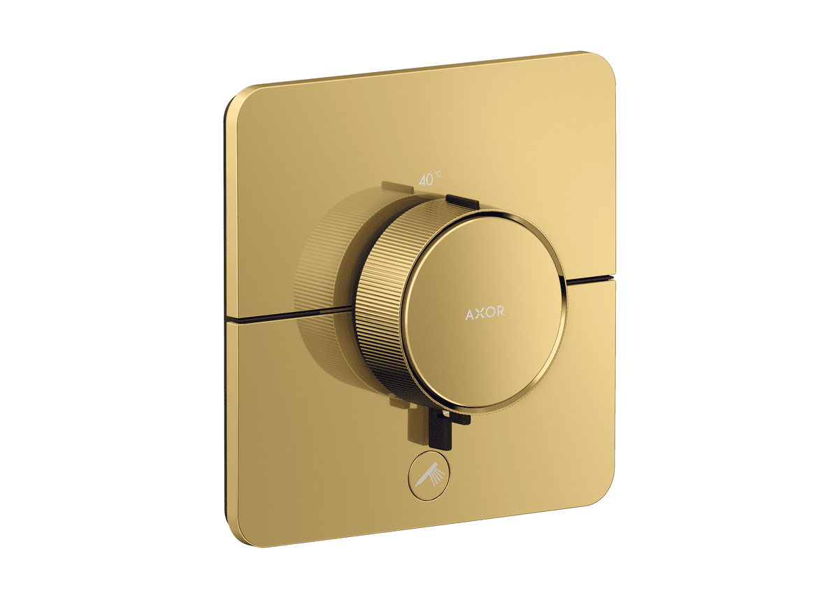 Picture of HANSGROHE AXOR ShowerSelect ID Thermostat HighFlow for concealed installation SoftSquare for 1 function and additional outlet #36778990 - Polished Gold Optic