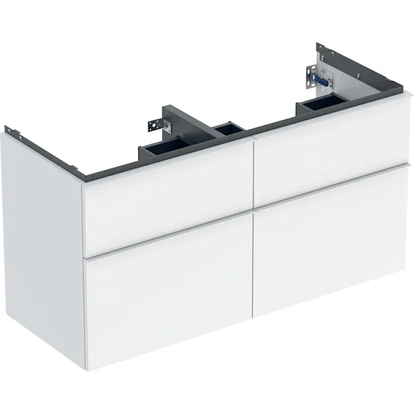 Picture of GEBERIT iCon cabinet for double washbasin, with four drawers Body and front: sand grey / high-gloss coated Handle: sand grey / matt powder-coated #502.309.JL.1
