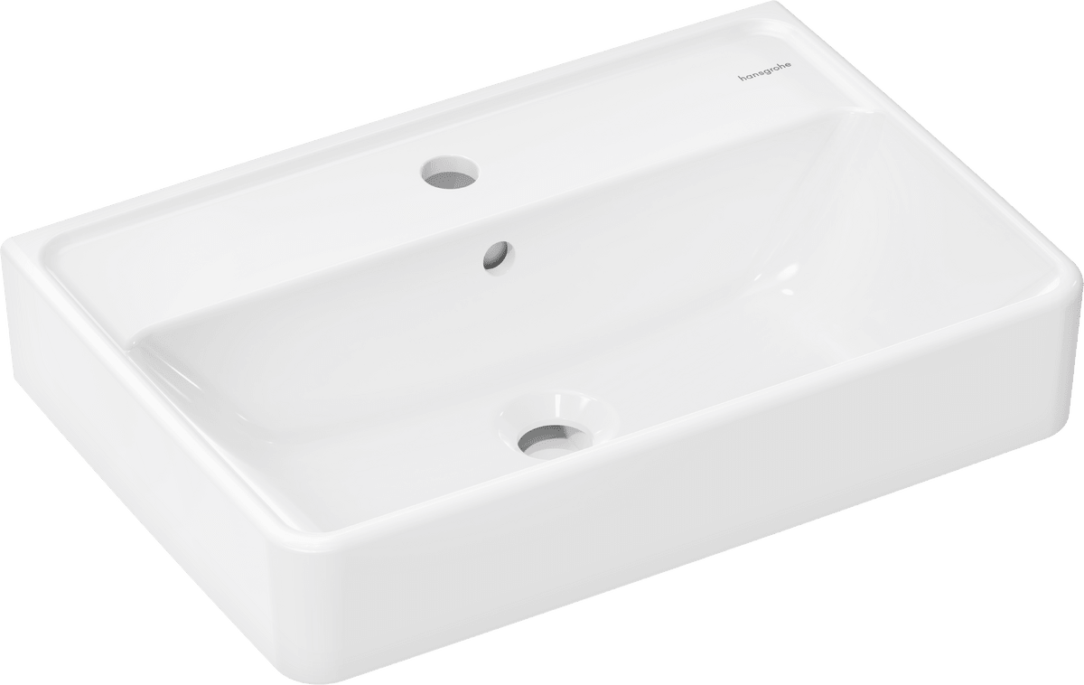 HANSGROHE Xanuia Q Wash basin Compact 550/370 with tap hole and overflow #60209450 - White resmi