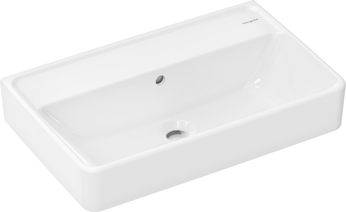 HANSGROHE Xanuia Q Wash basin Compact 600/370 without tap hole with overflow #60214450 - White resmi