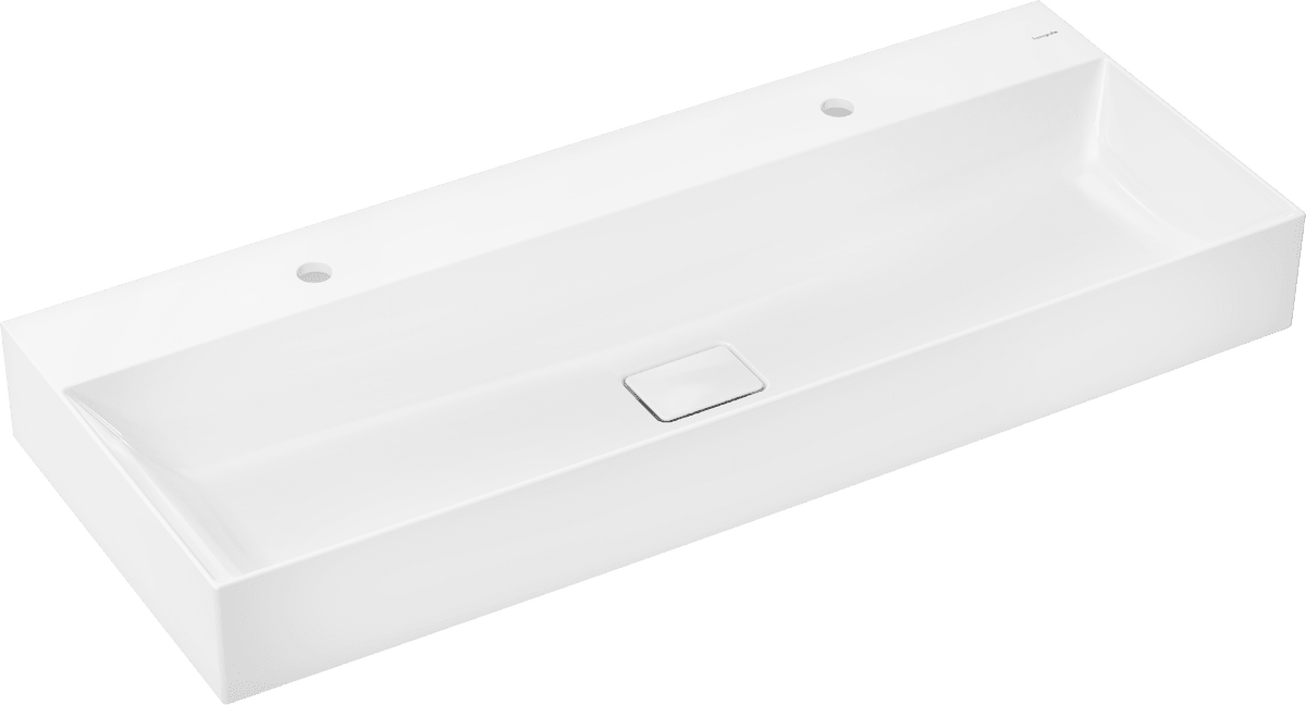 Зображення з  HANSGROHE Xevolos E Countertop basin ground 1200/480 with 2 tap holes without overflow, SmartClean #61106450 - White
