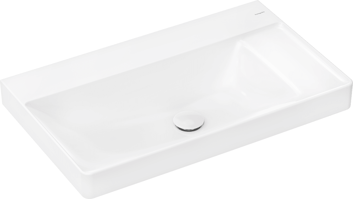 Picture of HANSGROHE Xelu Q Countertop basin ground with shelf right 800/480 without tap hole and overflow, SmartClean #61029450 - White