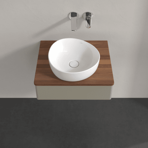 Bild von VILLEROY BOCH Antao Waschbeckenunterschrank, 1 Auszug, 600 x 190 x 500 mm, Front ohne Struktur, Stone Grey Matt Lacquer / Warm Walnut #K07012HK